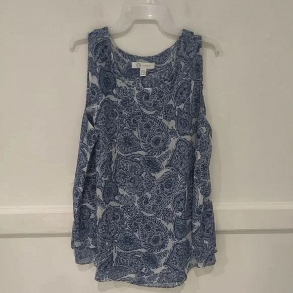 Cristina B Womens Sleeveless Double Layered Blouse Blue Size Medium - Picture 2 of 5